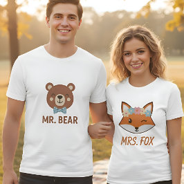 Schattige meneer Beer Heren Matching Koppel  T-shirt
