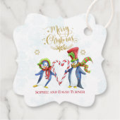 Schattige meneer en mevrouw Pinguïns vrolijk kerst Bedankjes Labels (Achterkant)