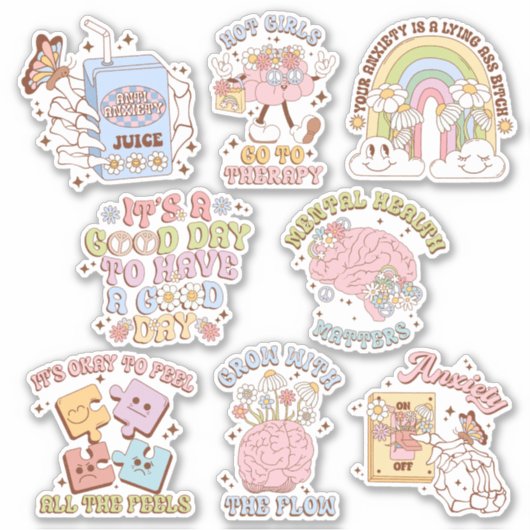 Schattige mentaal gezondheidsbewustzijn Vinyl Stic Sticker (Voorkant)