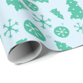 Schattige Menthol Green Christmas Tree Holiday Orn Cadeaupapier (Rol Hoek)