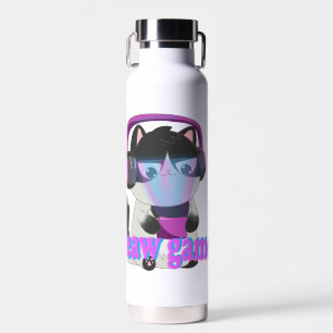 Schattige Meow Gamer Kat - Kawaii Gamer Kitten Waterfles