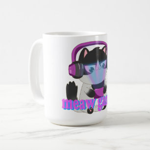 Schattige Meow Gamer Kat - Kawaii Gaming Kitten Koffiemok