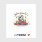 Schattige Meow Kerstkat Sticker (Vel)