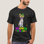 Schattige Meowdi Gras Devon Rex Kat Carnaval Maske T-shirt (Voorkant)