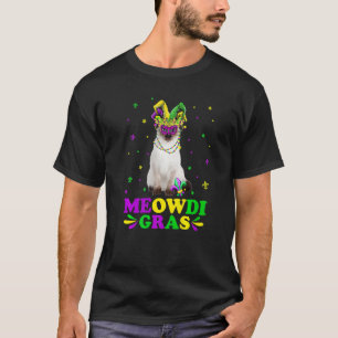 Schattige Meowdi Gras Siamese Kat Carnavalsmasker T-shirt
