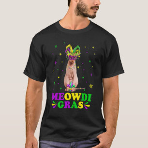 Schattige Meowdi Gras Sphynx Kat Carnavals Masker T-shirt