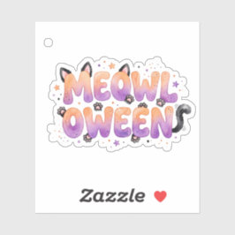 Schattige Meowlloween Zwarte Kat Puns Halloween St Sticker