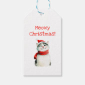 Schattige Meowy Cat Christmas Gift Label Cadeaulabel (Voorkant)