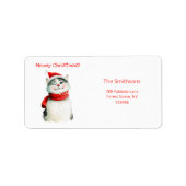 Schattige Meowy Cat Christmas Retouradres Etiket (Voorkant)