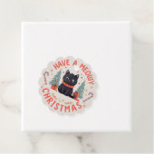 Schattige Meowy Christmas Purrfect Black Cat Bedankjes Labels (In situ)