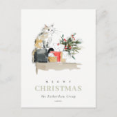 Schattige Meowy Kerstcadeau Kat Corporate Logo Feestdagenkaart (Voorkant)