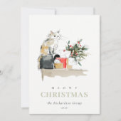 Schattige Meowy Kerstcadeau Kat Corporate Logo Feestdagenkaart (Voorkant)
