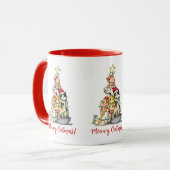 Schattige Meowy Kerstkatten Kerstboom Mok (Voorkant links)