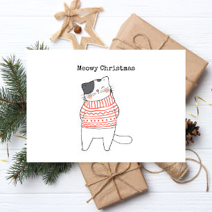 Schattige Meowy Kerstmis Folie Feestdagen Briefkaart