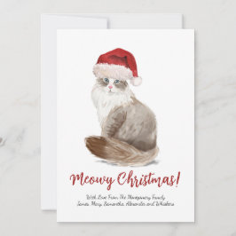 Schattige Meowy Kerstmis Kat Maatwerk Feestdagenkaart