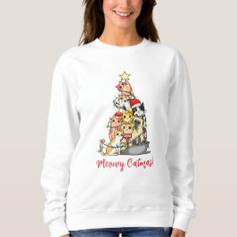 Schattige Meowy Kerstmis Katten Kerstboom Trui