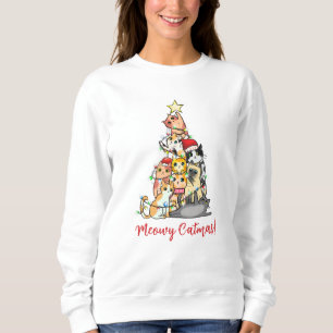 Schattige Meowy Kerstmis Katten Kerstboom Trui