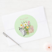 Schattige Meowy Pasen Kat Ronde Sticker (Envelop)
