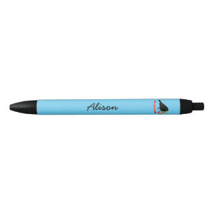 Schattige merel met een kerstbal aangepaste naam zwarte inkt pen