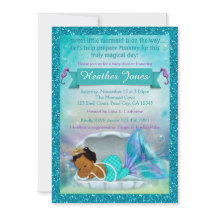 Schattige Mermaid Baby Shower Uitnodigingen #135 D