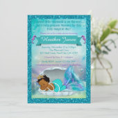 Schattige Mermaid Baby Shower Uitnodigingen #135 D (Staand voorkant)