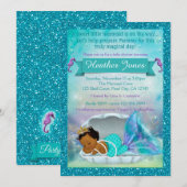 Schattige Mermaid Baby Shower Uitnodigingen #135 D (Voorkant / Achterkant)