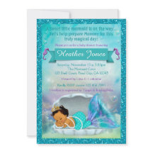Schattige Mermaid Baby Shower-uitnodigingen #136 M