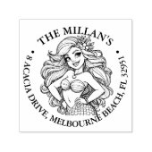 Schattige Mermaid Party thema Zelfinktende Stempel (Design)