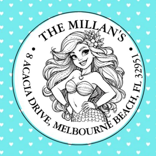 Schattige Mermaid Party thema Zelfinktende Stempel