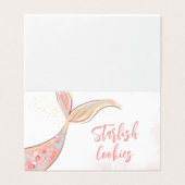 Schattige Mermaid Party voedseletiketten Kaart (Buitenkant ongevouwen)