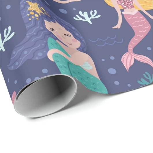 Schattige mermaïden cadeaupapier (Rol Hoek)