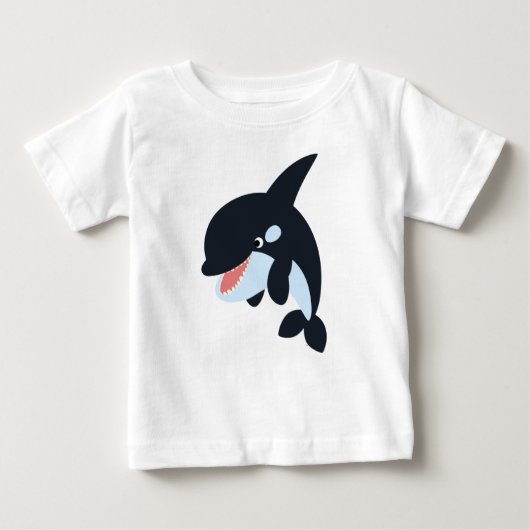 Schattige Merry Cartoon Killer Whale Baby T-shirt (Voorkant)