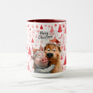 Schattige "Merry Christmas" Animal Friends Mok