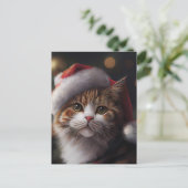 Schattige Merry Christmas Cat briefkaart (Staand voorkant)