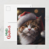 Schattige Merry Christmas Cat briefkaart (Voorkant / Achterkant)