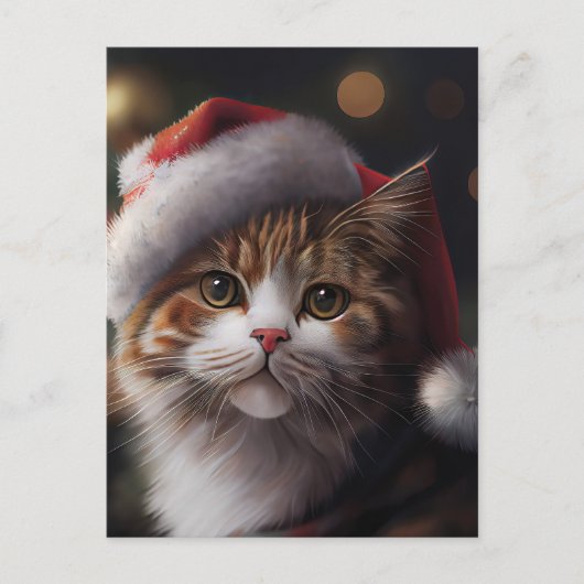 Schattige Merry Christmas Cat briefkaart (Voorkant)