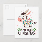 Schattige Merry Christmas Ezel Waterverf Lights Briefkaart (Voorkant / Achterkant)