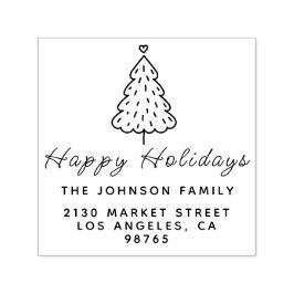 Schattige Merry Christmas Familienaam Retouradres Zelfinktende Stempel