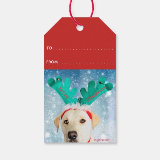 Schattige Merry Christmas Labrador Dog Cadeaulabel (Achterkant)