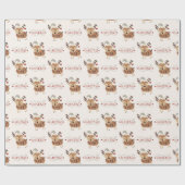 Schattige Merry Christmas Script Rendier Cadeaupapier (Vlak)