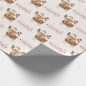 Schattige Merry Christmas Script Rendier Cadeaupapier (Hoek)