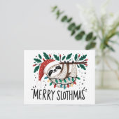 Schattige Merry Slothmas Briefkaart (Staand voorkant)