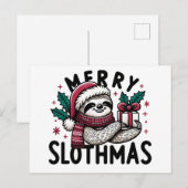 Schattige Merry Slothmas Briefkaart (Voorkant / Achterkant)