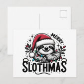 Schattige Merry Slothmas Briefkaart (Voorkant / Achterkant)