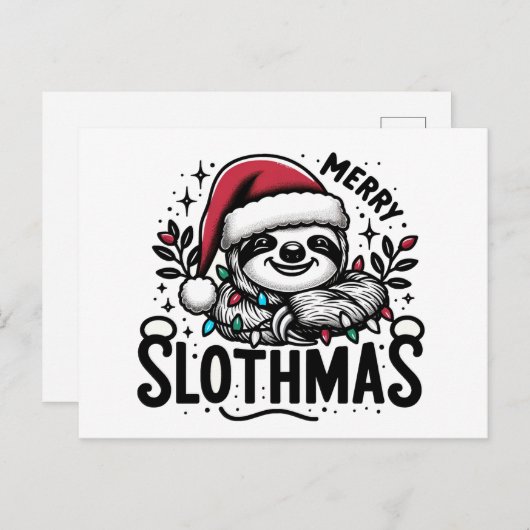 Schattige Merry Slothmas Briefkaart (Voorkant / Achterkant)