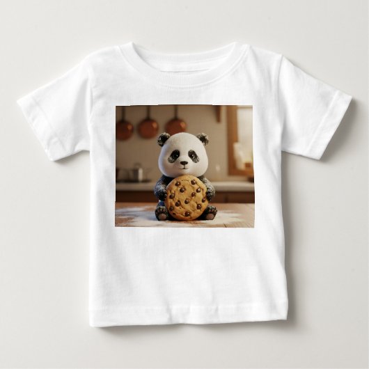 Schattige met bloem bedekte panda met grote koek (Voorkant)