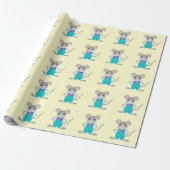 Schattige met de hand geschilderde kleine muis in cadeaupapier (Uitgerold)