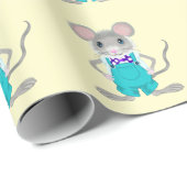 Schattige met de hand geschilderde kleine muis in cadeaupapier (Rol Hoek)