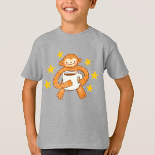 Schattige met de hand getekende aap koffieliefhebb t-shirt