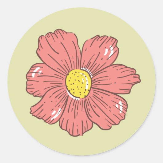 Schattige met de hand getekende bloem ronde sticker (Voorkant)